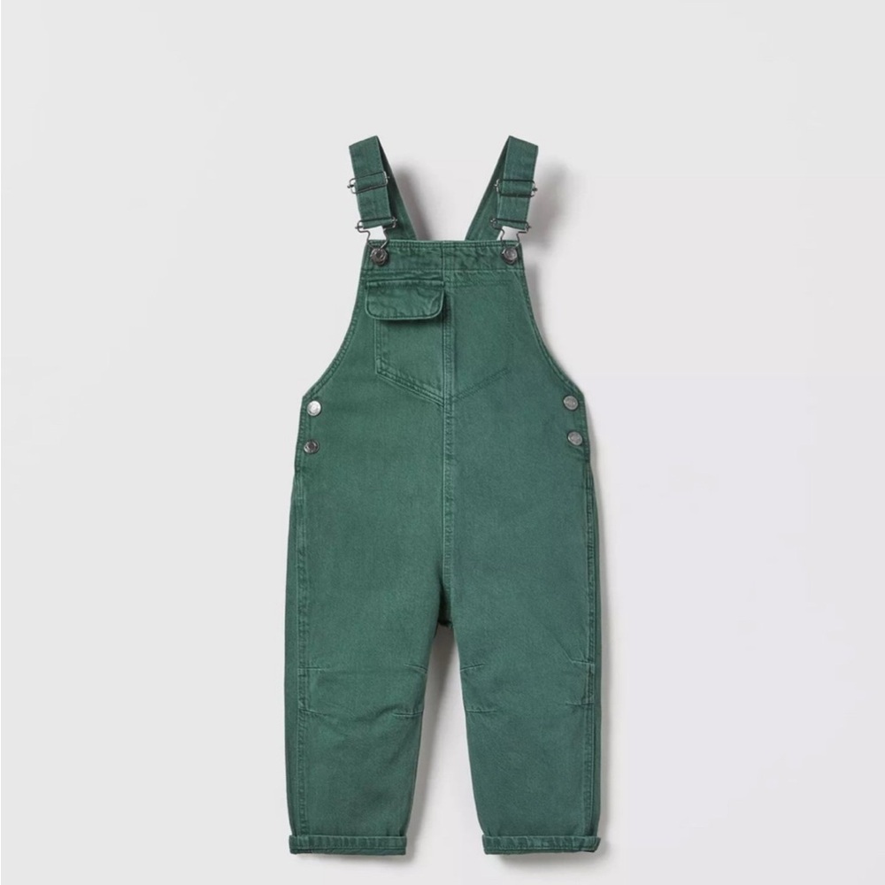 Zara Green Denim Toddler Overalls